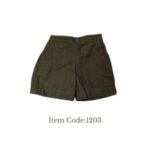 Boys Linen Short  Dark Olive Green Plain Design