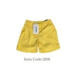 Boys Linen Short  Yellow Plain Design - 6-9month