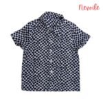 Boys Linen Shirt  White with Mini Flower Design