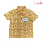 Kids Boys Linen Shirt  Yellow with Mini Floral Design