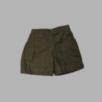 Boys Linen Short – Dark Olive Green Plain Design