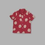 Kids Boys Linen Shirt – Marron with Off-White Circle Design