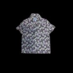 Kids Boys Linen Shirt – White with Purple Flowers & Branches Design