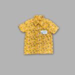 Kids Boys Linen Shirt – Yellow with Mini Floral Design