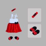 Girls Crochet Frock – Red with Small White Dot Design