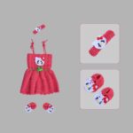 Girls Crochet Frock – Wild Orchid Pink with Hello Kitty Design