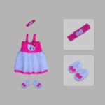 Girls Crochet Frock – Light Deep Pink with Hello Kitty Design