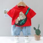 Boys Kit – Denim Short With Red T- Shirt, Character Design -1Y