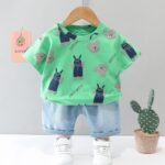 Boys Kit – Denim Short With Green T- Shirt, Character Design