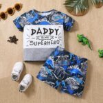 Boys Kit – Cotton Short With Blue T- Shirt, Dinosaur Design
