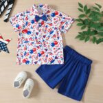 Boys Kit – Cotton Short With Blue T- Shirt, Celebration Pattern Design