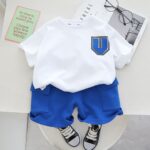 Boys Kit – Cotton Short, Pure White Shirt with Letter Design - XL
