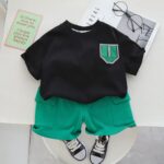 Boys Kit – Cotton Short, Black Shirt with Letter Design - XXL