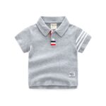 Classic short-Sleeved polo shirt - Solid heather grey body with white accents